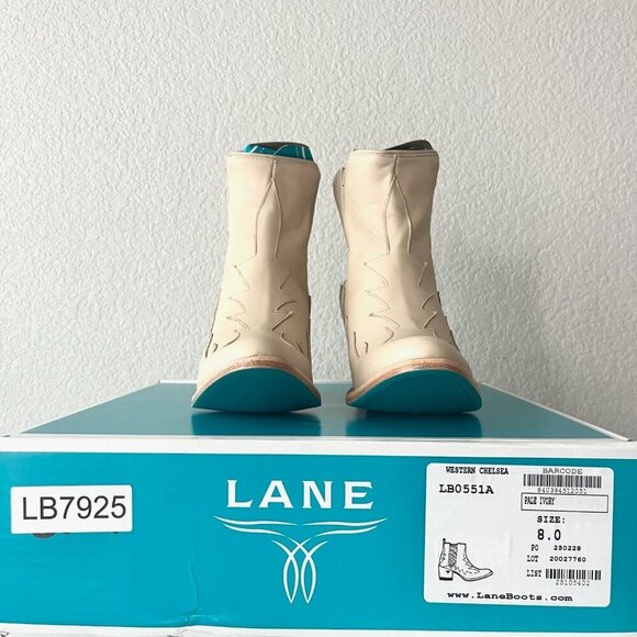 Lane CHELSEA Womens Cowboy Bootie 8 Western Pale Ivory Short Cowgirl Ankle Boots - Picture 11 of 12